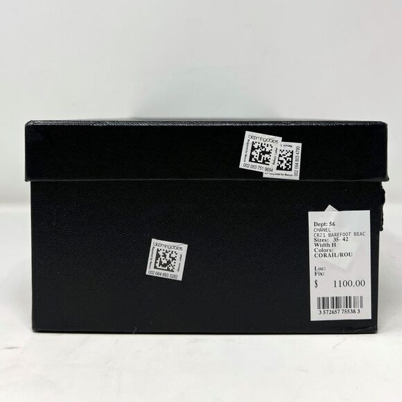 Chanel Logo Tweed Cork Slide Sandals 38.5 Coral CR21 Cruise 2021 - Picture 10 of 11